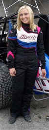Danielle Huson races in her Lady Eagle Safetywear custom nomex and fr driver uniform