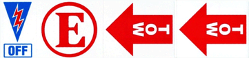 safety decals, e, off spark and tow (2)